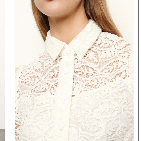 Sandro white live lace button down dress sz 36 - Picture 4 of 16